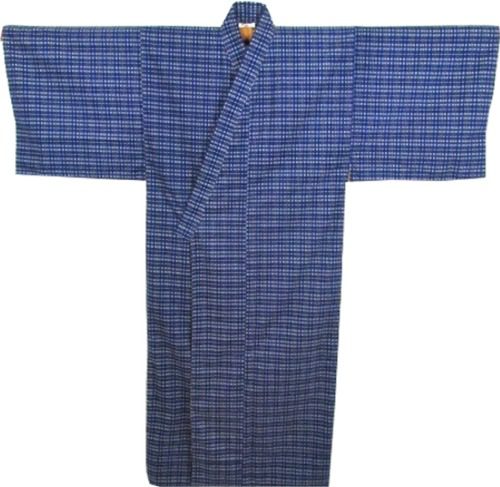 Deluxe Flannel Blue Four Squares Yukata