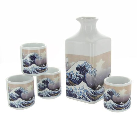 Great Wave White Japanese Sake Set