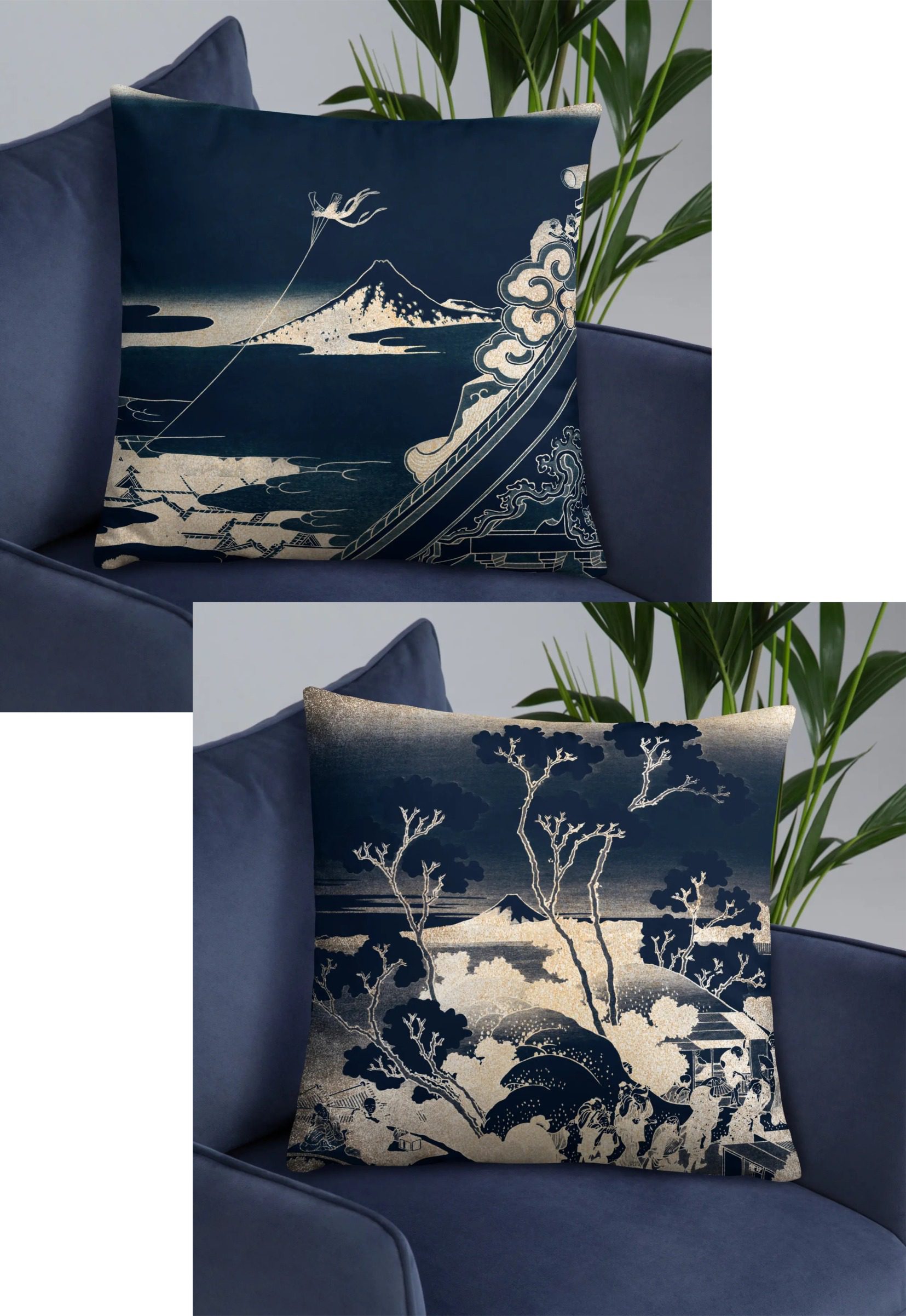 Two in One Throw Pillow Mt. Fuji at Night