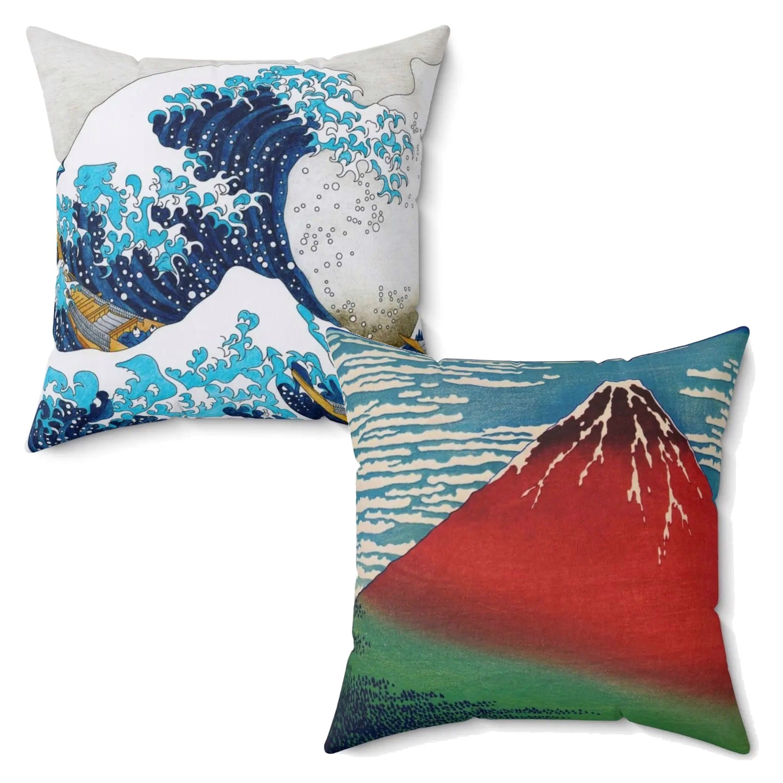 Great Wave and Mt Fuji Two in One Throw Pillow