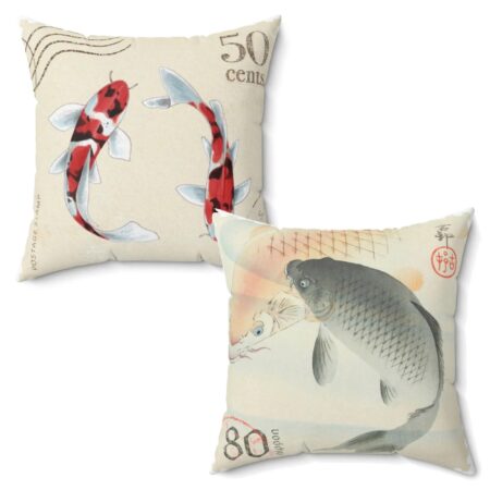 Koi Stamps Two in One Throw Pillow