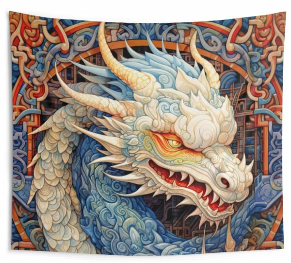 White Dragon Indoor Wall Tapestry