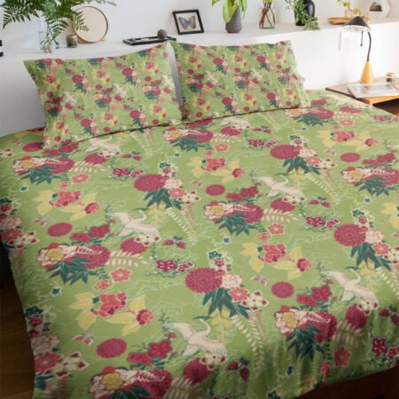 Flowers and Cranes Custom Comforter