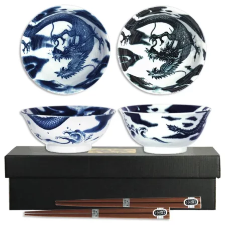 Japanese Dragon Wave Bowl Set