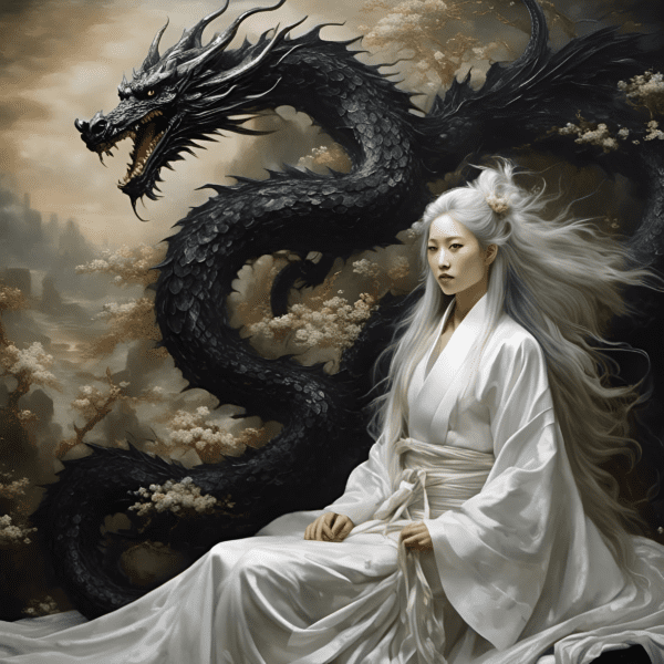 Black Dragon and Master Canvas Print