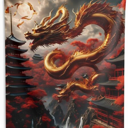 Gold Dragon Indoor Wall Tapestry