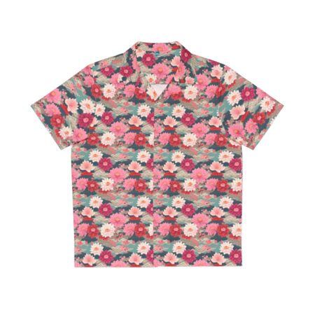 Small Peony Flowers Hawaiian Button Down Shirt